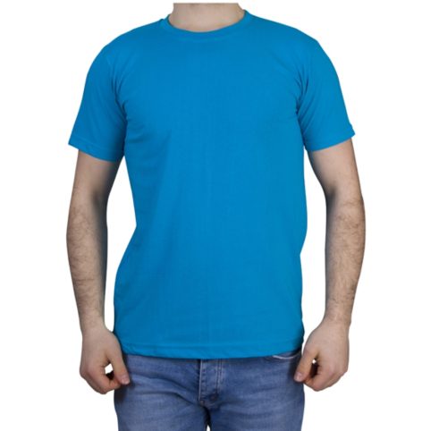 0 Yaka Penye Tişört Turkuaz