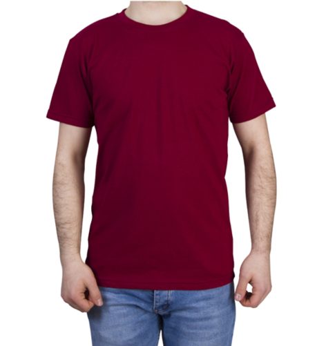 0 Yaka Penye Tişört Bordo