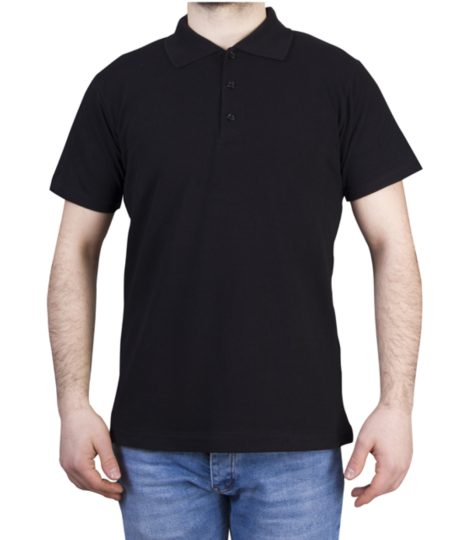 Polo Yaka Penye Tişört Siyah
